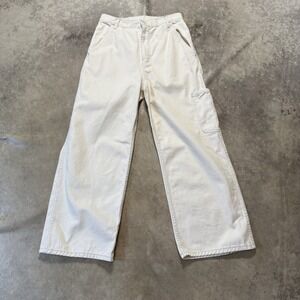 Anthropologie Atelierdelphine Jeans Womens Size Large Beige‎ Wide Leg Denim USA